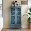 Okak Vintage Hollow-Carved Wood Sideboard Storage Cabinet with Floral Design,Accent Display Pantry Cabinets for Dining Room,Living Room - 3 of 4