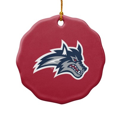 Stony Brook University Primary Logo Porcelain Scalloped Holiday Christmas Tree Ornament