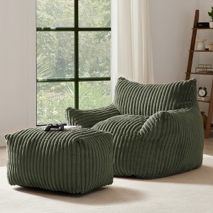 Gericco Bean Bag Chair with Armrests and Footstool for Adults- Oversized Comfy Beanbag Chaise Lounge Lazy Floor Sofa Chair - 1 of 4