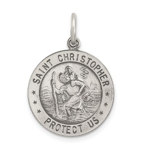Black Bow Jewelry Sterling Silver St Christopher Round Sports Medal Pendant, 18mm - 1 of 4