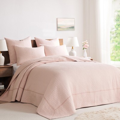 Blush Cotton Reversible Full Bedspread Set