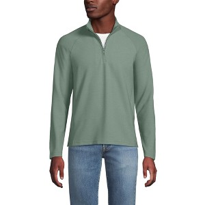 Lands' End Men's Long Sleeve Waffle Quarter Zip - 1 of 4