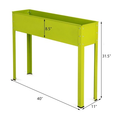 Elevated Green Galvanized Steel Garden Planter 40''x12''