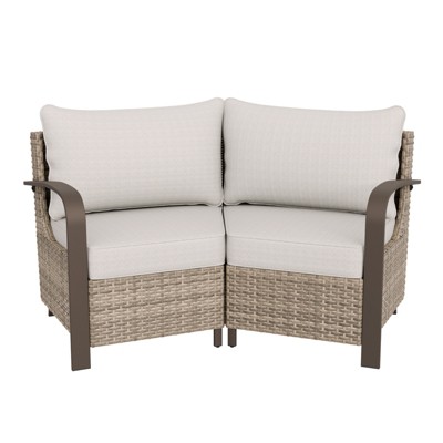 EAGLE PEAK Coastal Vista Patio Outdoor Wicker Love Seat, Patio Conversation Set Wicker Rattan Sofa Chair Set