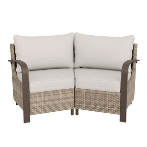 EAGLE PEAK Coastal Vista Patio Outdoor Wicker Love Seat, Patio Conversation Set Wicker Rattan Sofa Chair Set - 1 of 4