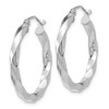 Black Bow Jewelry 3mm x 27mm Polished 14k White Gold Medium Twisted Round Hoop Earrings - 2 of 4