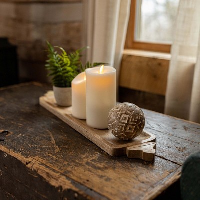 Natural Mango Wood Serving Tray with Carved Handles