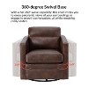 Eulalia 28.74''Wooden Upholstery Wide Genuine Leather Swivel Chair with Swivel Metal Base and  Squared Arms | ARTFUL LIVING DESIGN - 3 of 4