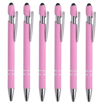 Unique Bargains Metal Black Ink Medium Point Touch Screens Ballpoint Pen Style 1 6 Pcs