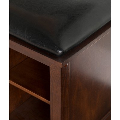 Cape Anne Dark Walnut 48'' Faux Leather Storage Bench