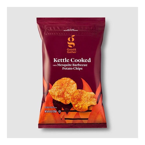 Mesquite Barbecue Kettle Cooked Potato Chips - 8oz - Good & Gather™, Traditional Kettle Chips - 8oz - Good & Gather™, Sea Salt and  Vinegar Kettle Cooked Potato Chips - 8oz - Good & Gather™, Parmesan Garlic Kettle Chips - 8oz - Good & Gather™
