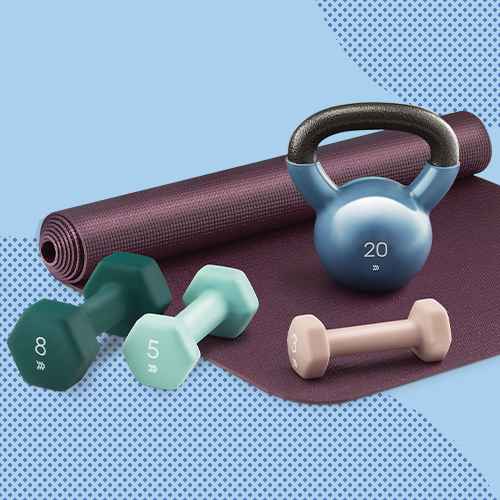Yoga Mat 3mm Plum - All in Motion™, Dumbbell 5lbs Aqua - All in Motion™, Dumbbell 8lbs Green - All in Motion™, Dumbbell 3lbs Lilac - All in Motion™, Kettlebell 20lb Blue - All in Motion™
