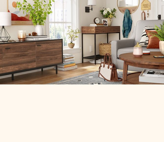 MAISON ARTS Farmhouse Coffee Bar Cabinet Buffet & Sideboard Kitchen Storage  Cabinet Cupboard with Sliding Door for Kitchen Dining Living Room, Oak +