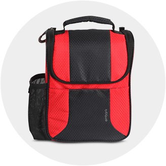 lunch bag with shoulder strap and bottle holder