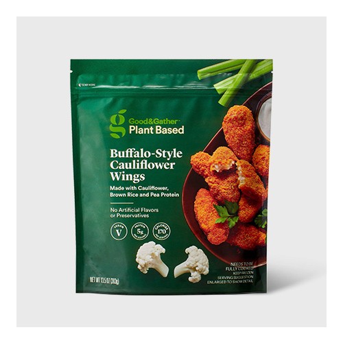 Frozen Buffalo Style Cauliflower Wings - 13.5oz - Good & Gather™, Frozen Plant Based Meatless Chick'n Tenders - 9oz - Good & Gather™, Frozen Vegan Falafel with Tahini Sauce - 10.2oz - Good & Gather™, Chicken Nuggets - Frozen - 29oz - Good & Gather™, Raised & Rooted Alt-Protein Frozen Spicy Nuggets - 8oz, Hodo Plant Based Organic Vegan Thai Curry Nuggets - 8oz