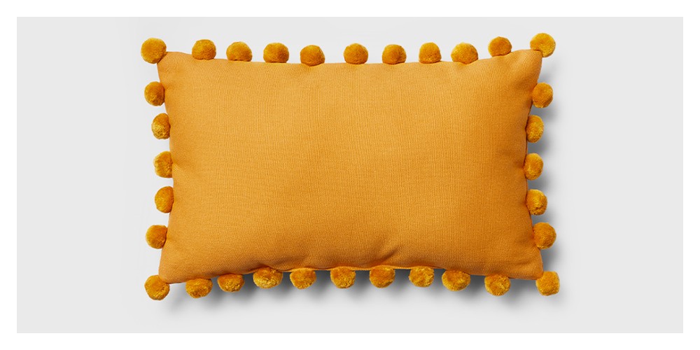 Oblong Pom-Pom Throw Pillow Yellow - Pillowfort™