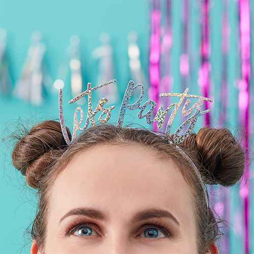 5ct "Lets Party" Iridescent Head Bands