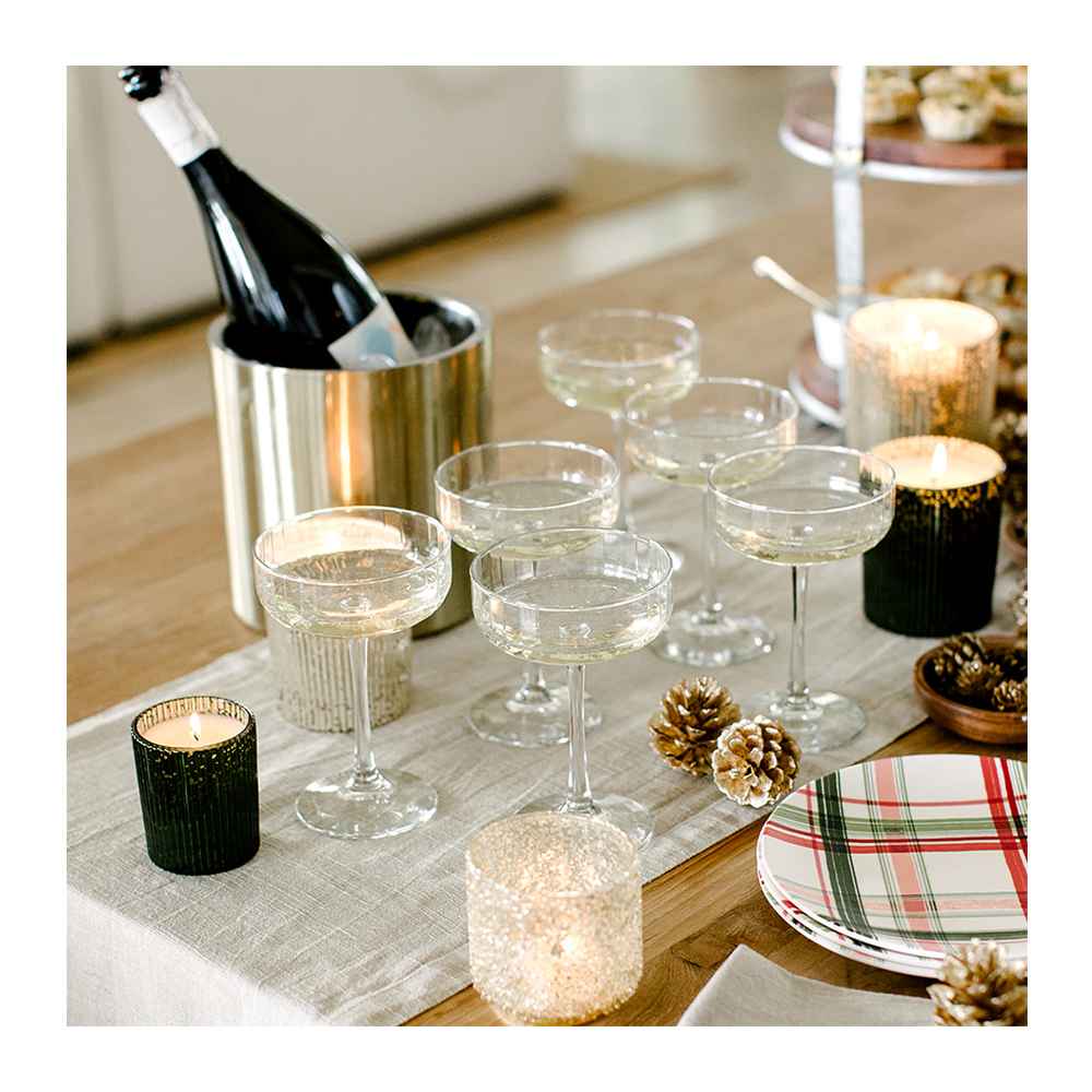 8oz 6pk Glass Saybrook Coupe Cocktail Glasses - Threshold™, Stainless Steel Double Wall Wine Cooler - Oggi, Prosecco Wine - 750ml Bottle - The Collection, 72" x 14" Cotton Linen Blend Holiday Table Runner - Threshold™, 15" x 11" Stoneware Wethersfield Serving Platter White - Threshold™, Frozen Artichoke & Parmesan Phyllo Cups - 5.8oz/12ct - Good & Gather™, Frozen Chicken and Vegetable Potstickers - 12oz - Good & Gather™