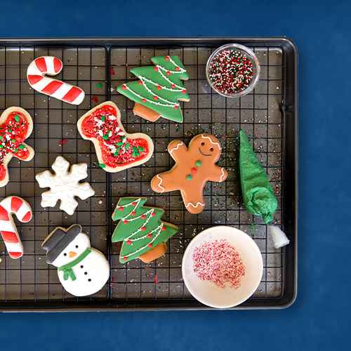 12"x17" Non-Stick Cookie Sheet & Cooling Rack Set Carbon Steel - Made By Design™, Classic Holiday Sprinkle Mix - Wondershop™, Green Glitter Gel - 1.2oz - Favorite Day™, Green Star Tip Decorating Icing - 8oz - Favorite Day™, Red Cookie Icing - 7oz - Favorite Day™, Betty Crocker Sugar Cookie Mix - 17.5oz, Holly Jolly Sprinkle Set - 4pk - Wondershop™