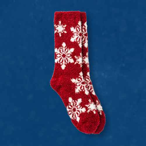 Women's Snowflake Cozy Crew Socks - A New Day™ Red 4-10