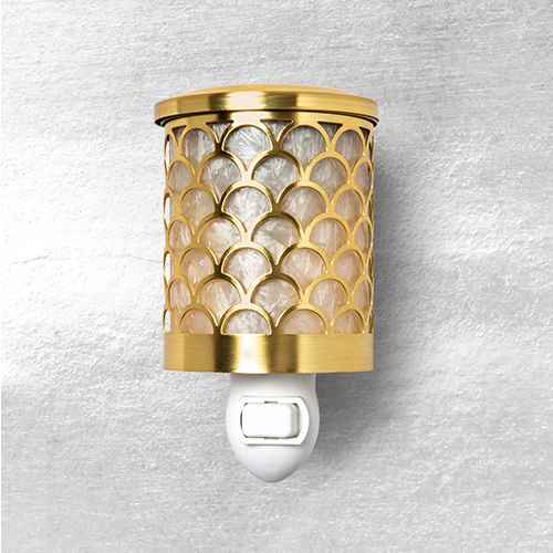5.2" x 4.2" Scallop Capiz and Glass Plug-In Scent Warmer Gold - Opalhouse™