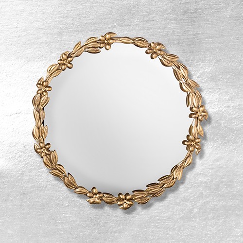 Decorative Round Leaf Wall Mirror Gold - Opalhouse™