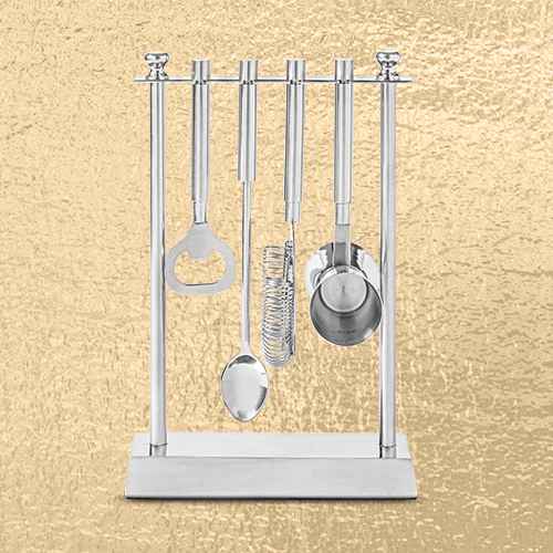 5pc Stainless Steel Bar Tool Set with Stand Silver - Threshold™