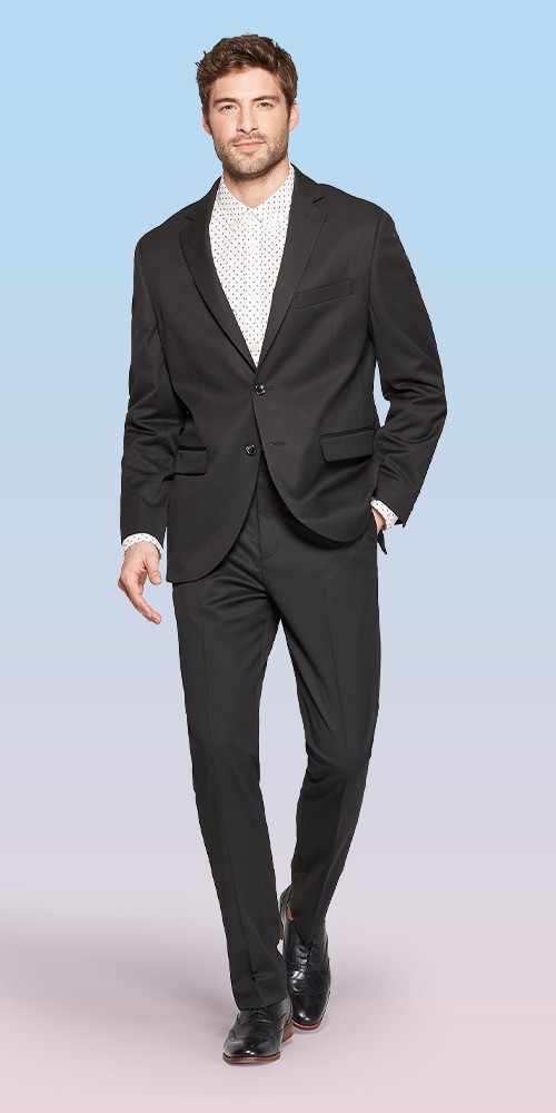 Men's Standard Fit Suit Jacket - Goodfellow & Co™ Black 34L, Men's Ford Cap Toe Dress Shoes - Goodfellow & Co™ Black 7, Men's Plaid Slim Tie - Goodfellow & Co™ Black One Size