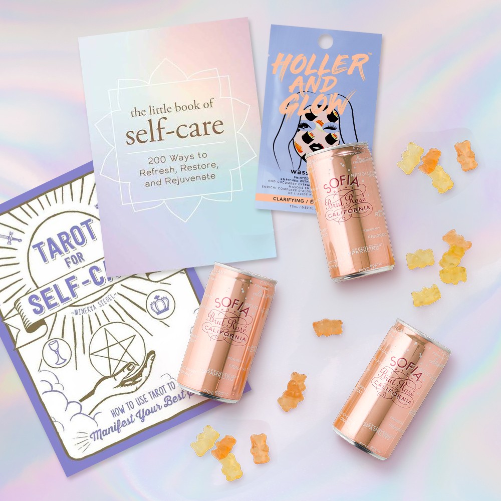 Francis Coppola Sofia Mini Brut Rosé Sparkling Wine - 4pk/187ml Cans, Little Book of Self-Care : 200 Ways to Refresh, Restore, and Rejuvenate -  (Hardcover), Tarot for Self-Care - by  Minerva Siegel (Hardcover)