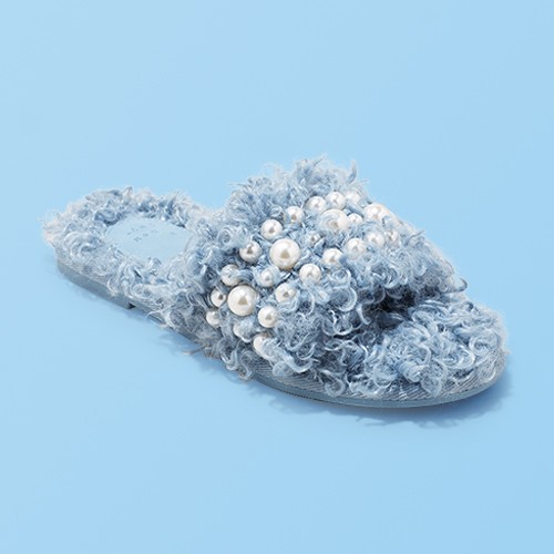 Women's Adrienne Slip-On Embellished Slide Slippers - A New Day™ Blue 8