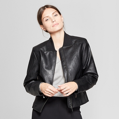 Women's Long Sleeve Collared Moto Jacket - Prologue Black