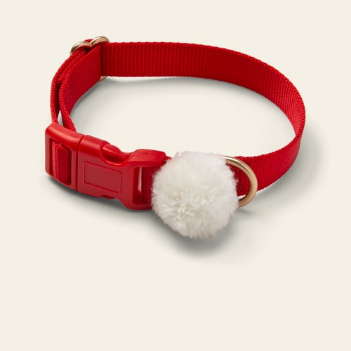 Holiday Dog Collar with Pom Pom - M - Red - Wondershop™