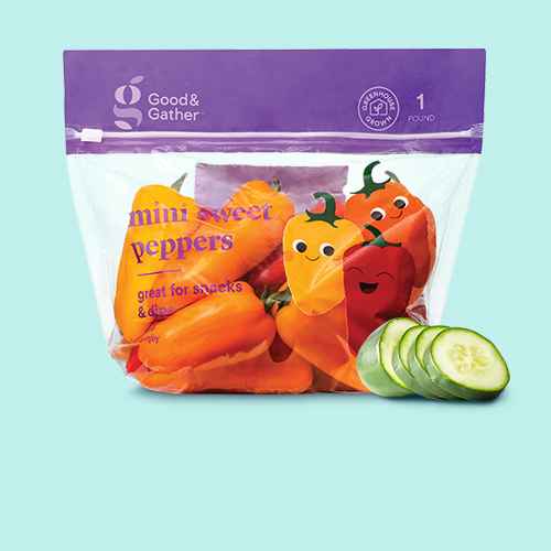 Mini Sweet Peppers - 16oz - Good & Gather™ (Packaging May Vary), Mini Cucumbers - 16oz Bag - Good & Gather™ (Packaging May Vary)