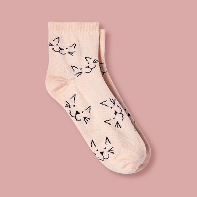 Women's Cat Faces Socks - Xhilaration™ Peach One Size