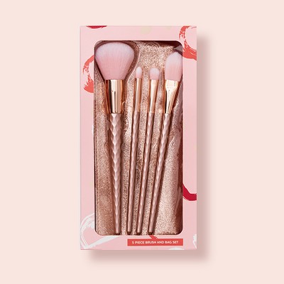 Cosmetic Brush + Bag Set - 5pc - Target Beauty™