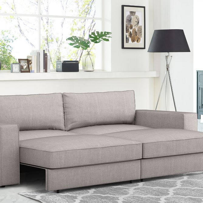 Livingandhome Sofa Bed 3 Seater Grey Fabric Tufted Convertible