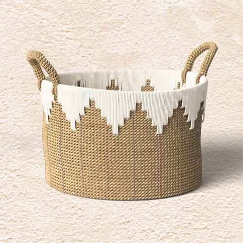 15" x 11" Braided Basket with Rope Natural/White - Opalhouse™