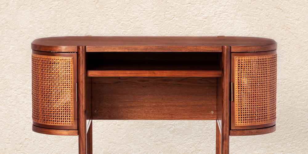 Portola Hills Caned Desk Walnut - Threshold™ designed with Studio McGee