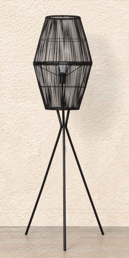 Rattan Diamond Tripod Floor Lamp Black (Includes CFL Light Bulb) - Opalhouse™