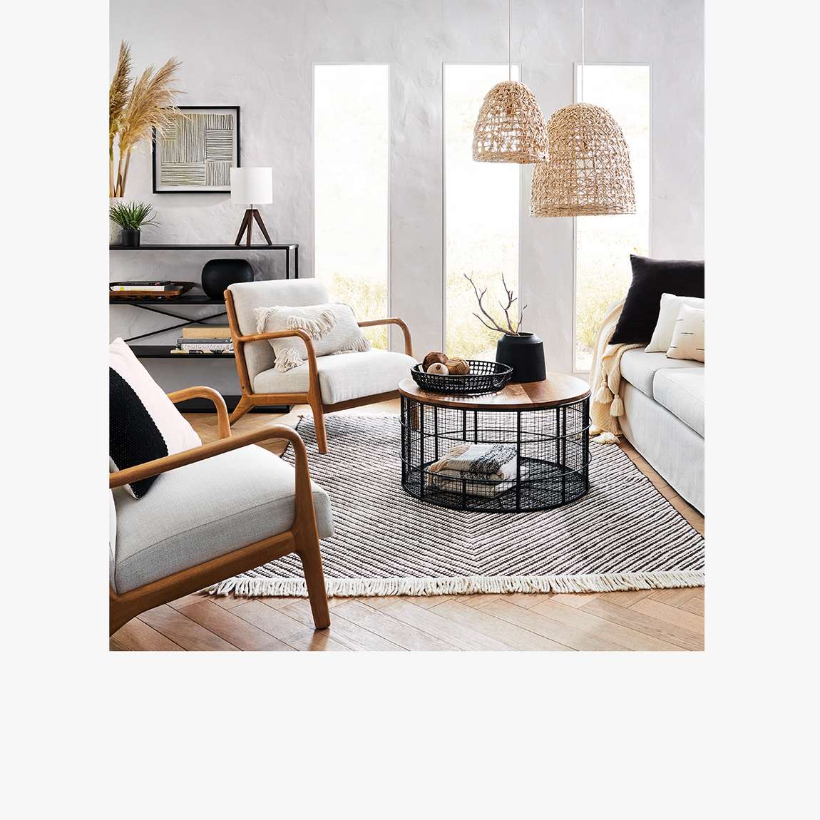 Black And Natural Living Room Furniture Target