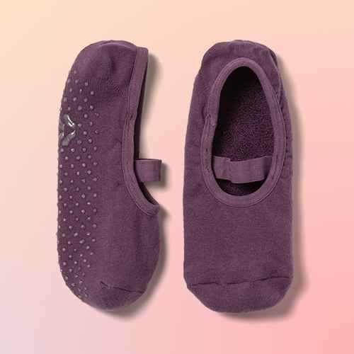 Solid Barre Liner Socks Brown/Purple 2pk - All in Motion™