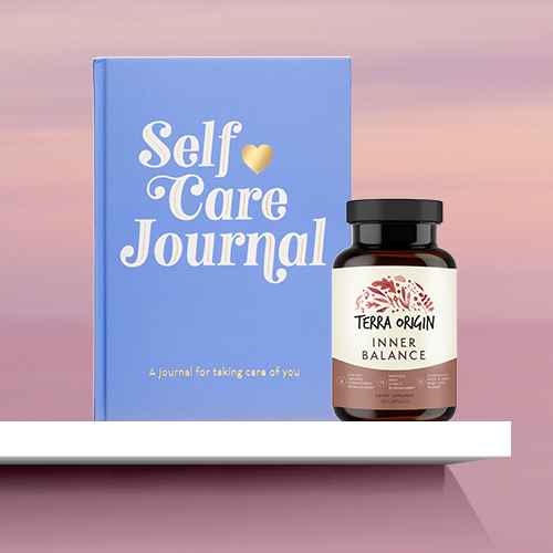 Eccolo "7x9" Self Care Journal Blue, Terra Origin Inner Balance Capsules - 60ct