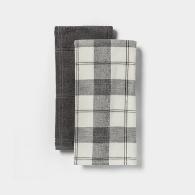 2ct Ticking Stripe Kitchen Towel Set Dark Gray/cream - Hearth & Hand™ With  Magnolia : Target