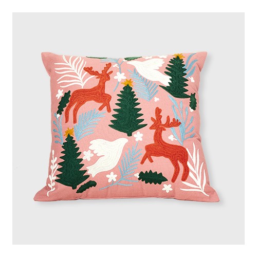 Embroidered Winter Scene Square Throw Pillow Rose - Opalhouse™ designed with Jungalow™