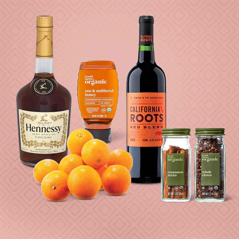 Hennessy VS Cognac - 750ml Bottle, Organic Raw Unfiltered Pure Honey - 12oz - Good & Gather™, Red Blend Wine - 750ml Bottle - California Roots™, Organic Cinnamon Sticks - 1.1oz - Good & Gather™, Organic Whole Cloves - 1.2oz - Good & Gather™, Organic Navel Oranges - 3lb Bag