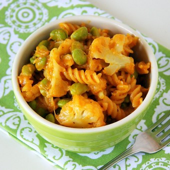 Cauliflower and Edamame Pasta