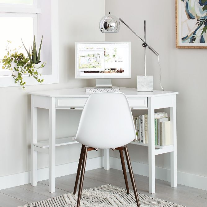 Compact Mid-Century Desk with Two Drawers for Small Spaces – RealRooms