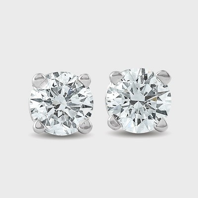 1 1/2ct Diamond Halo Earring Studs Jackets 14k White Gold (6-6.7mm)