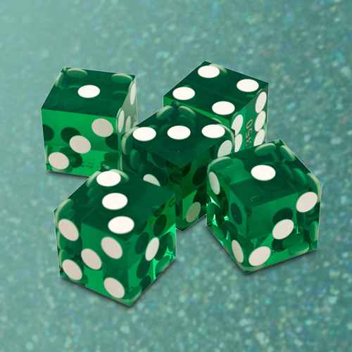 19mm A Grade Serialized Set of Casino Dice-Green