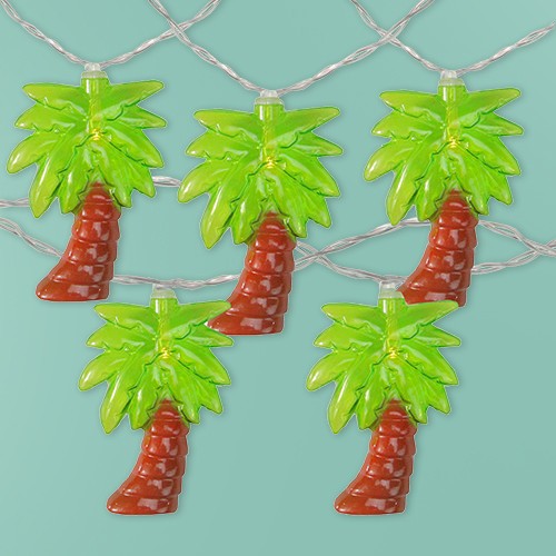 Northlight 10ct Battery Operated Palm Tree Summer LED String Lights Warm White - 4.5' Clear Wire